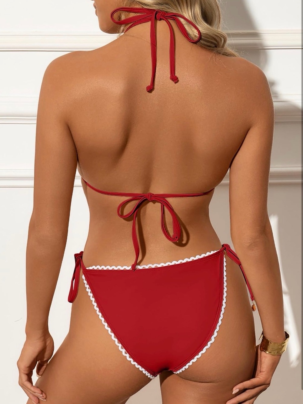 Source Unknown Red Bikini Bottoms with White Trim